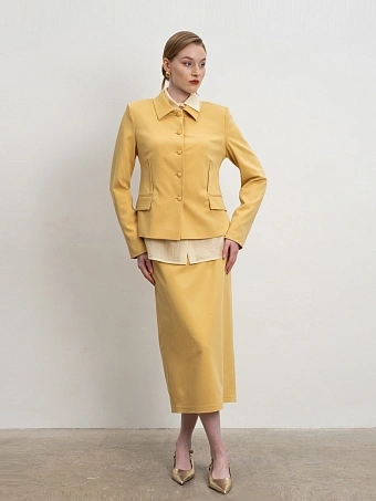 Горчичная прямая юбка