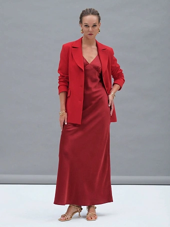 Красное атласное платье Hymen