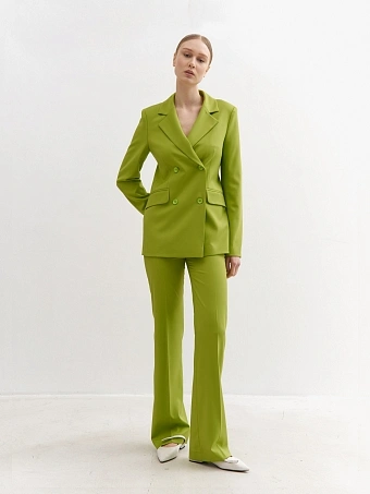 Зеленые брюки клеш