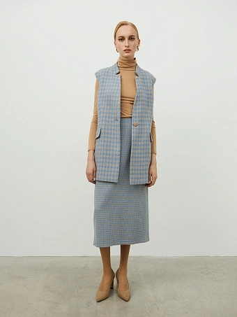 Голубая юбка с шерстью