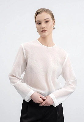 Молочная блуза на кулиске