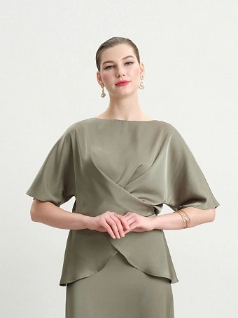 Зеленая блуза с запахом Shibui