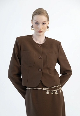 Укороченный жакет в кофейном оттенке