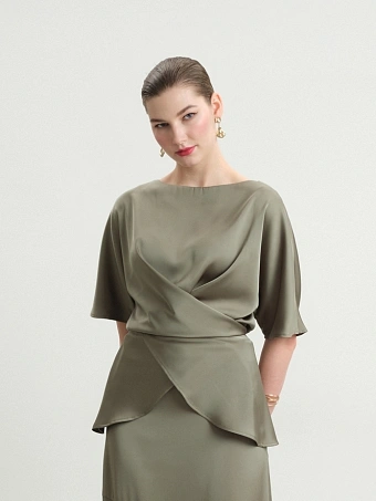 Зеленая блуза с запахом Shibui