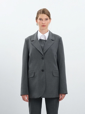 Жакет с асимметричным бортом