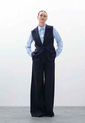 Широкие базовые синие брюки