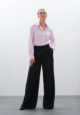 Широкие базовые черные брюки