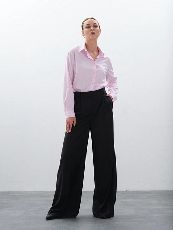 Широкие базовые черные брюки