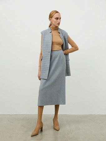 Голубая юбка с шерстью