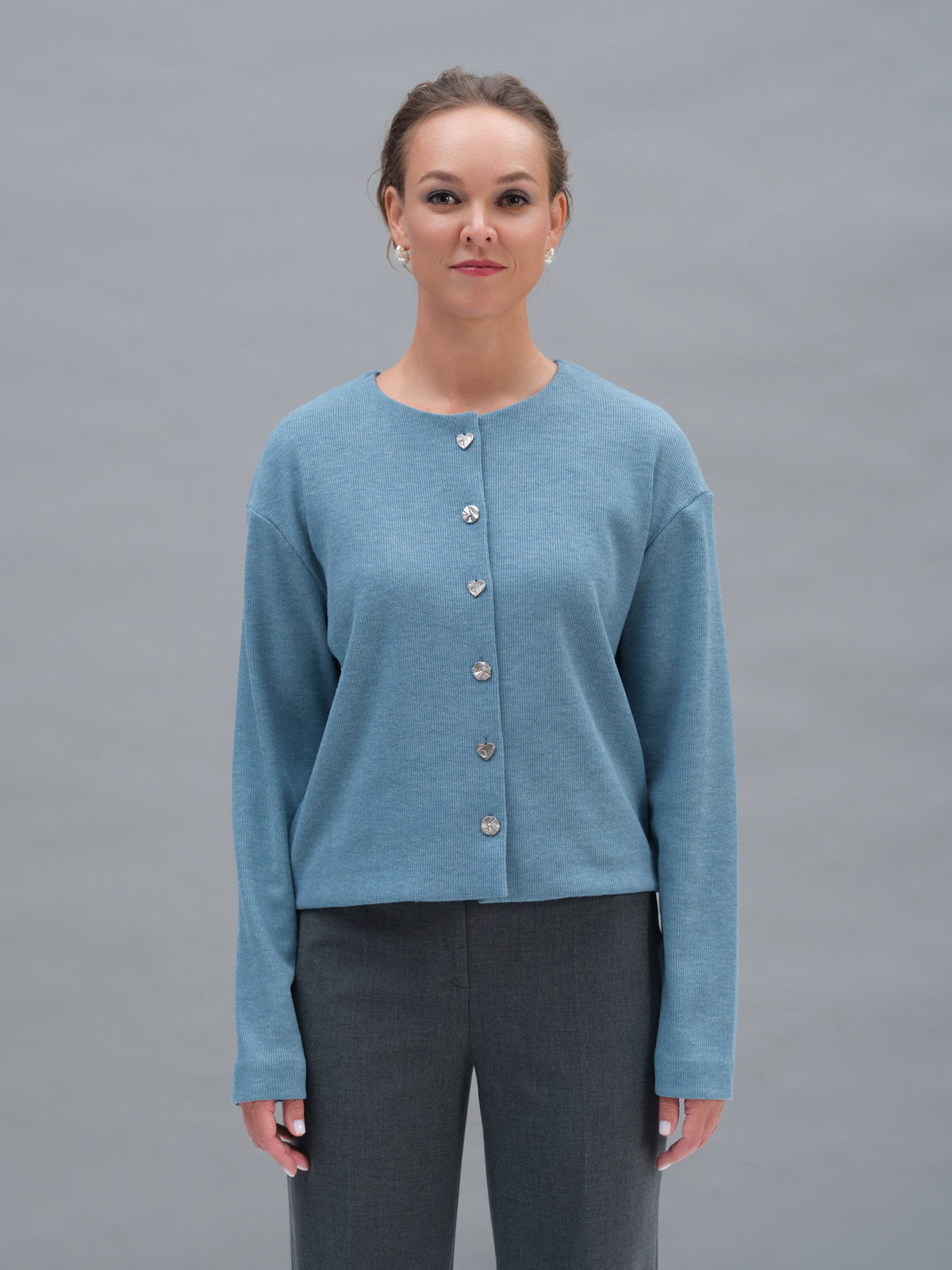 Голубой трикотажный жакет
