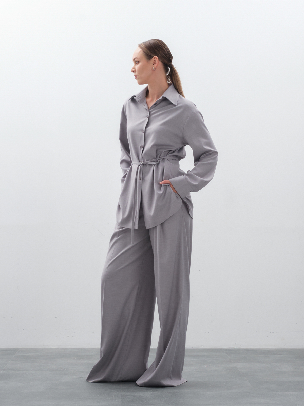 Брюки широкие серые hedonist