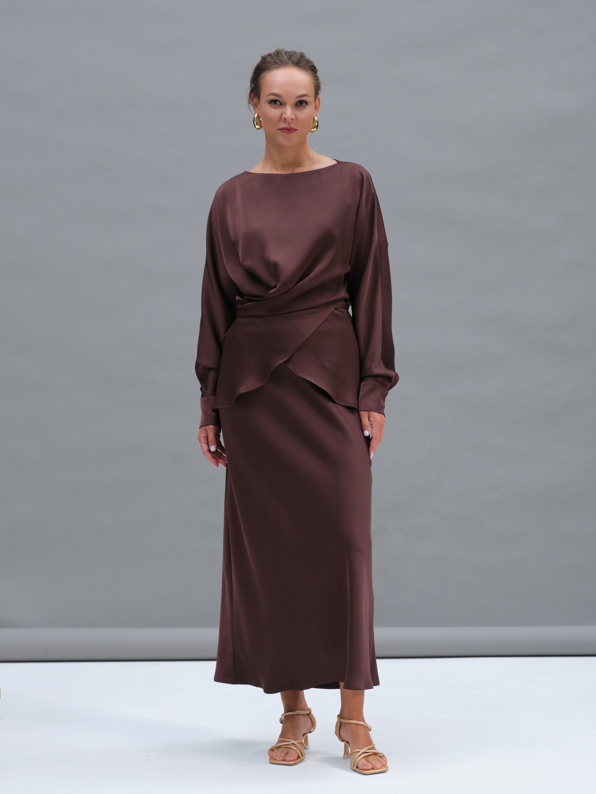 Шоколадная блуза с запахом Gaia