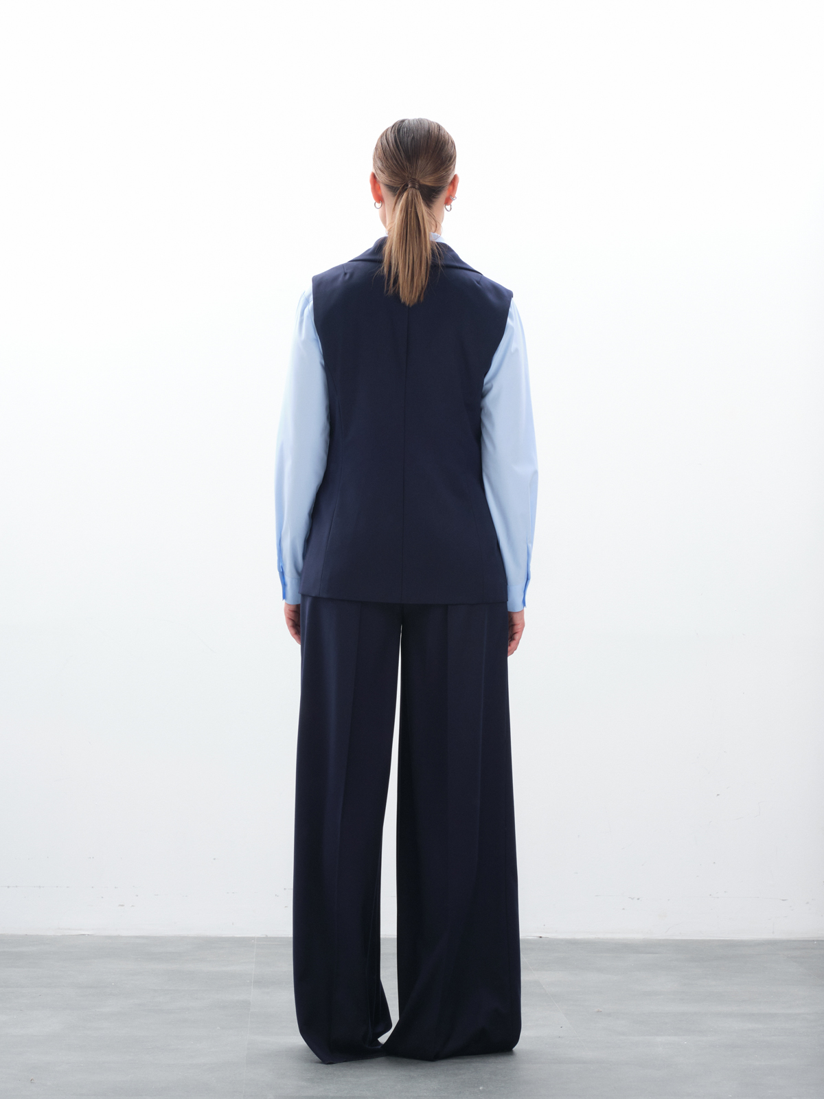 Широкие базовые синие брюки