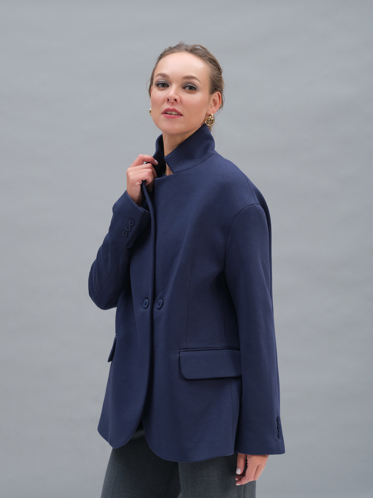 Синий жакет из футера