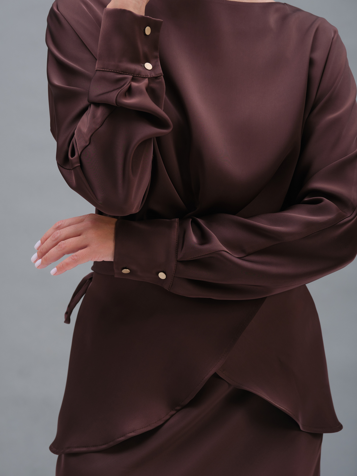 Шоколадная блуза с запахом Gaia