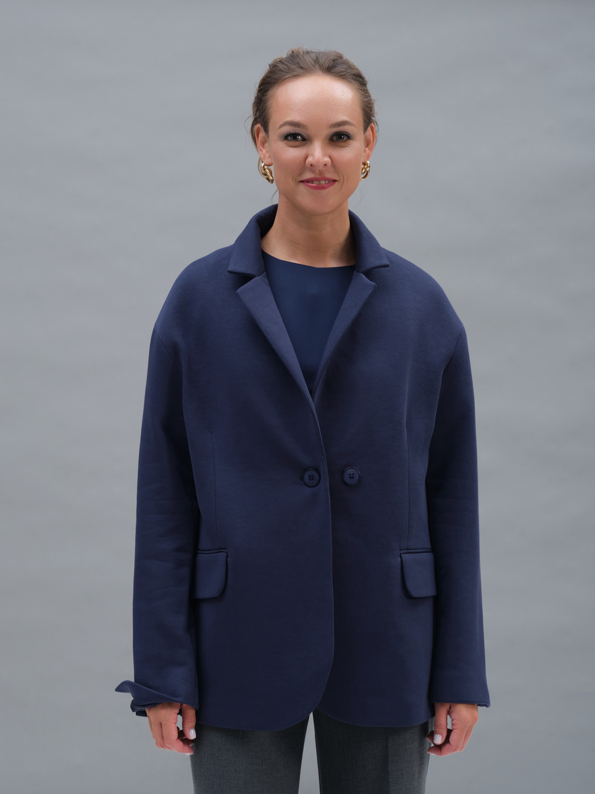 Синий жакет из футера