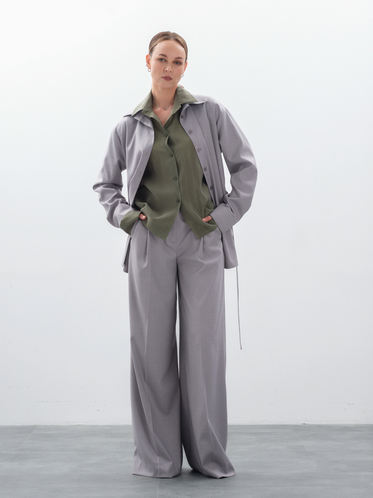 Брюки широкие серые hedonist