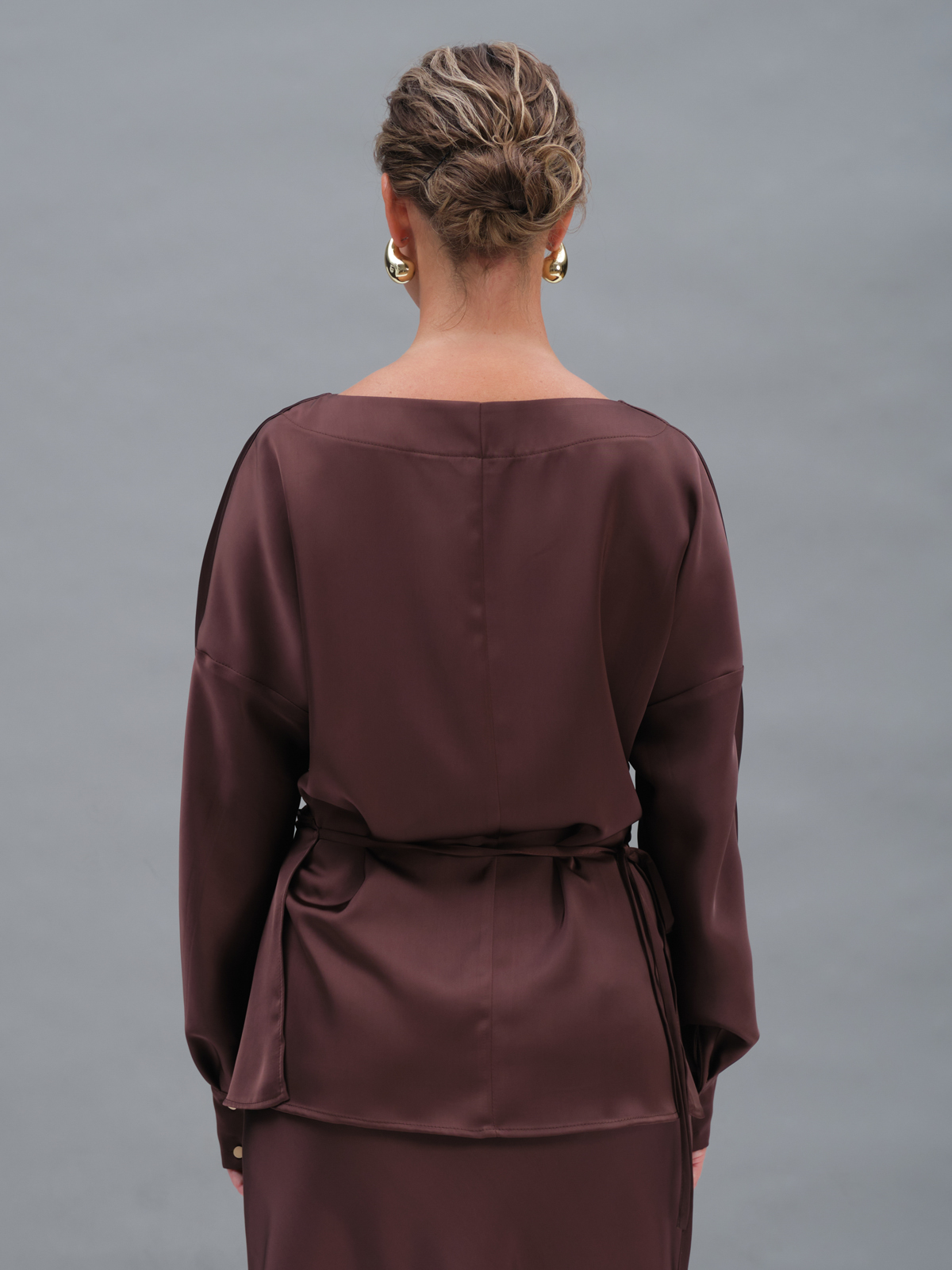 Шоколадная блуза с запахом Gaia