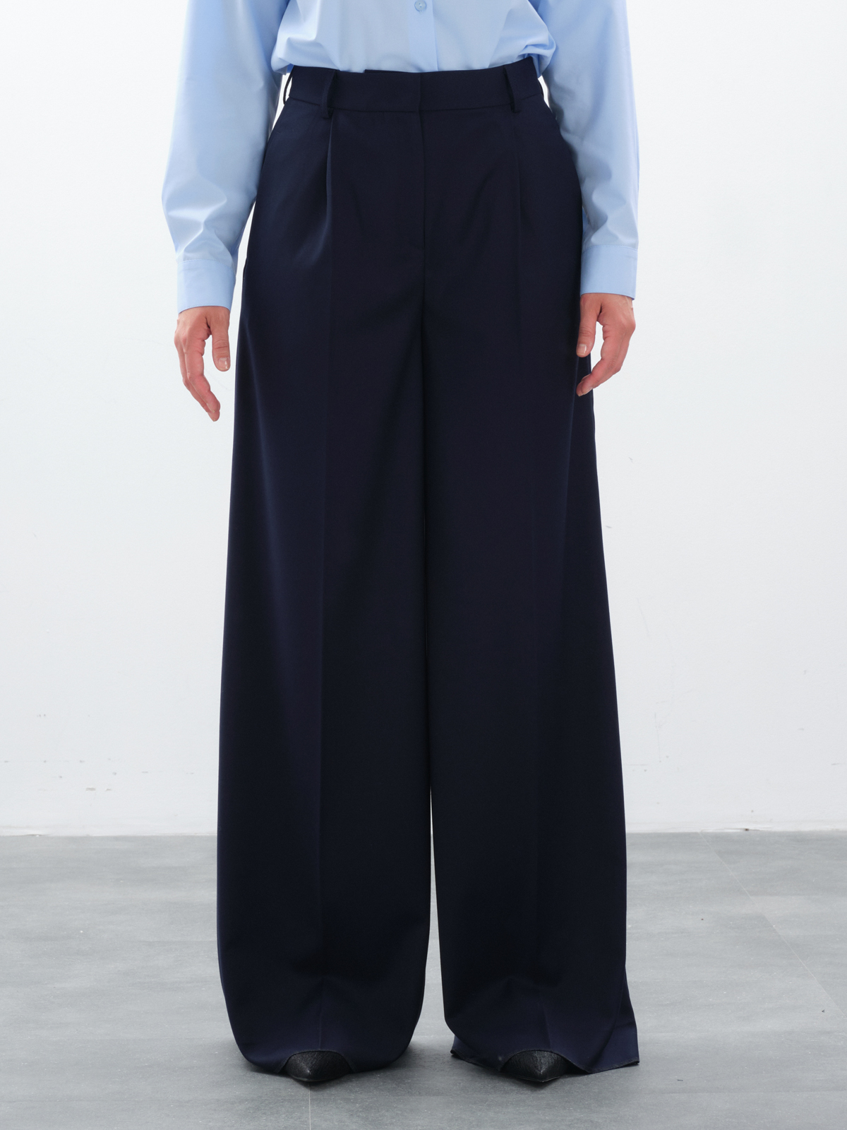 Широкие базовые синие брюки