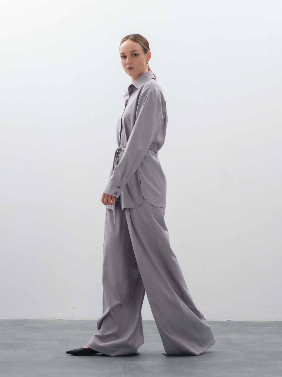 Брюки широкие серые hedonist