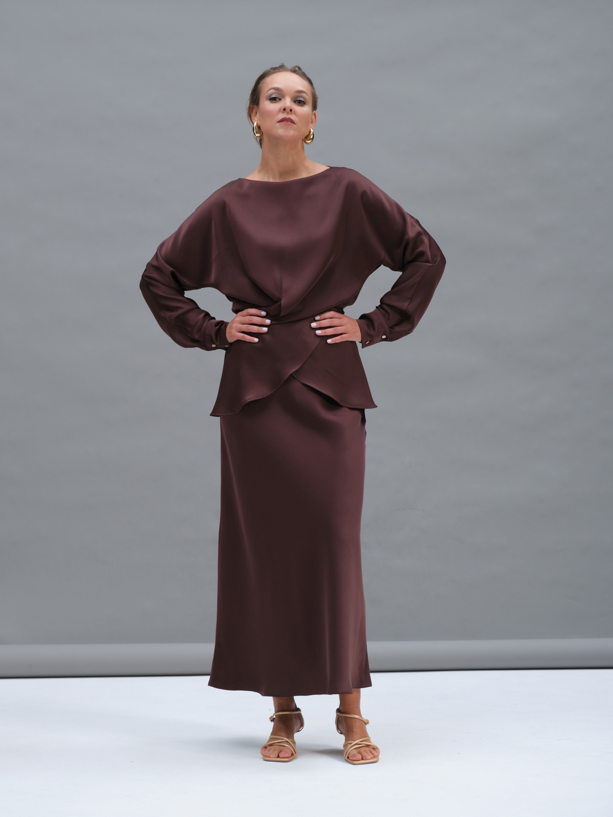 Шоколадная блуза с запахом Gaia