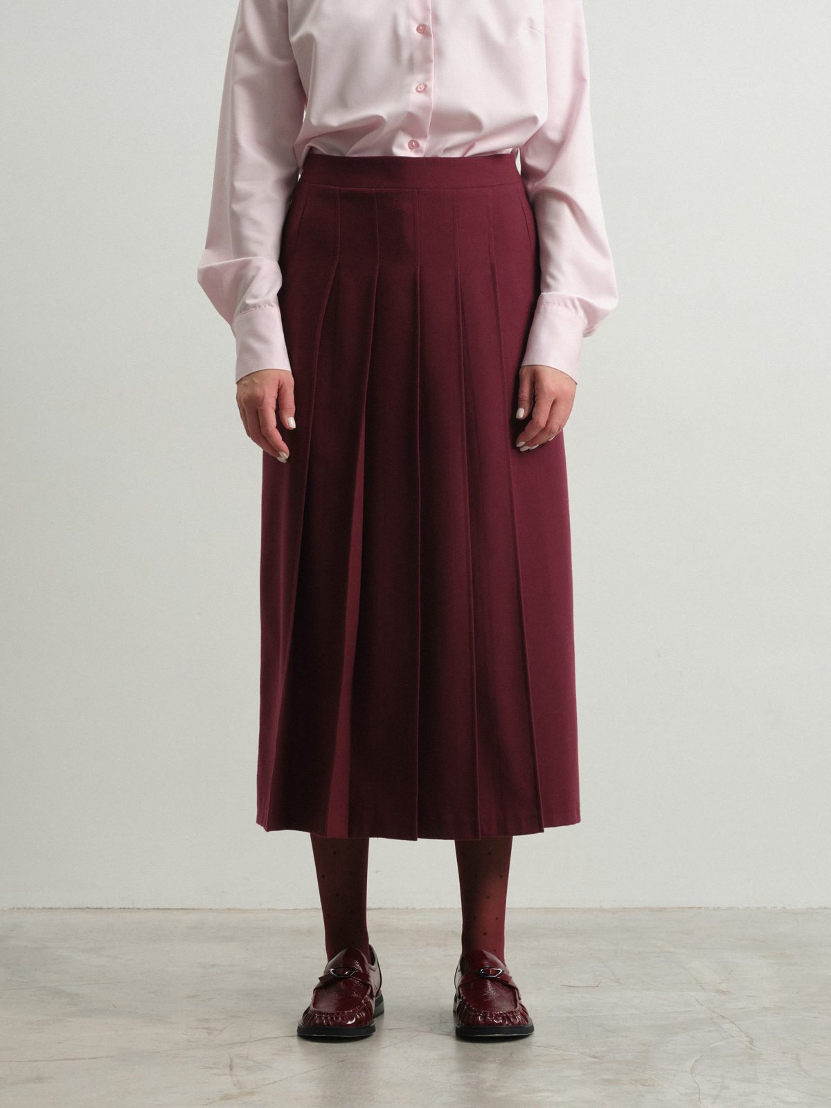 Бордовая юбка в складку Tulip