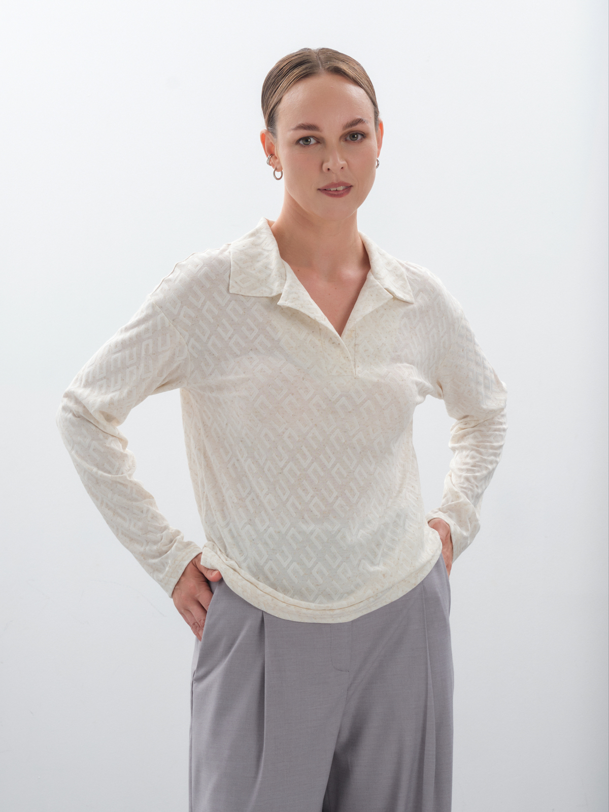 Молочный лонгслив-поло buddy