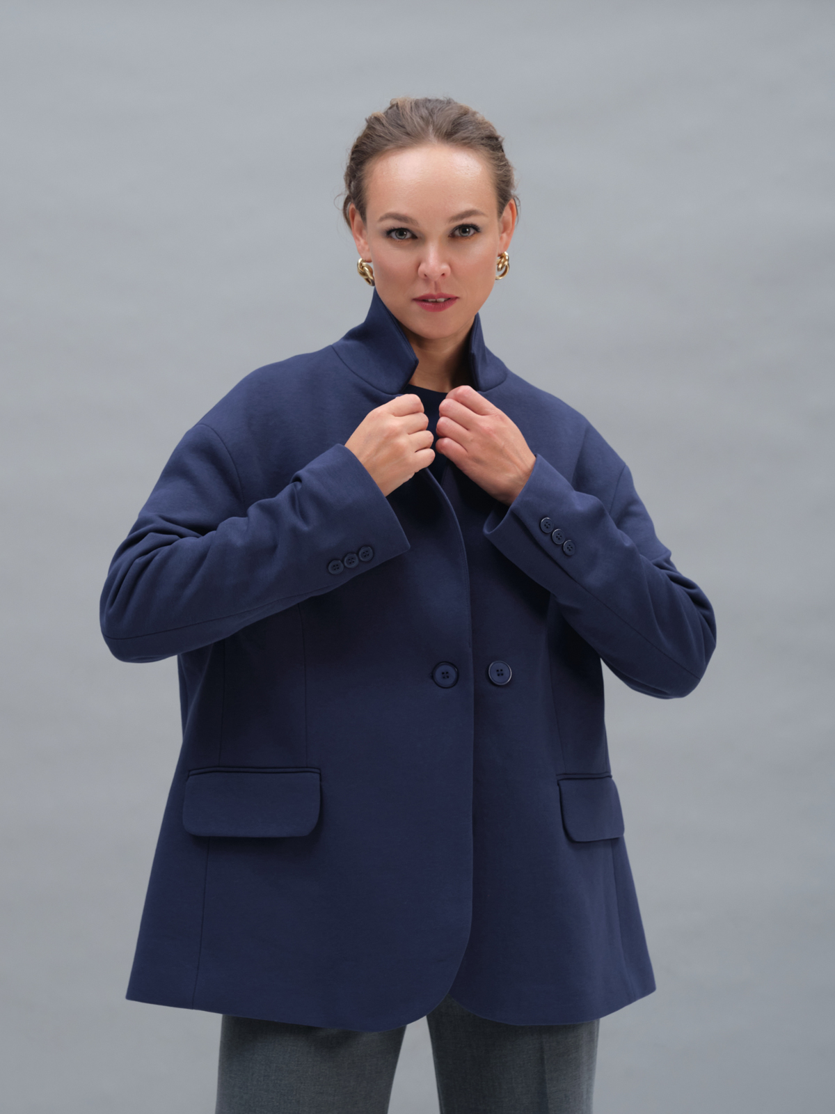 Синий жакет из футера