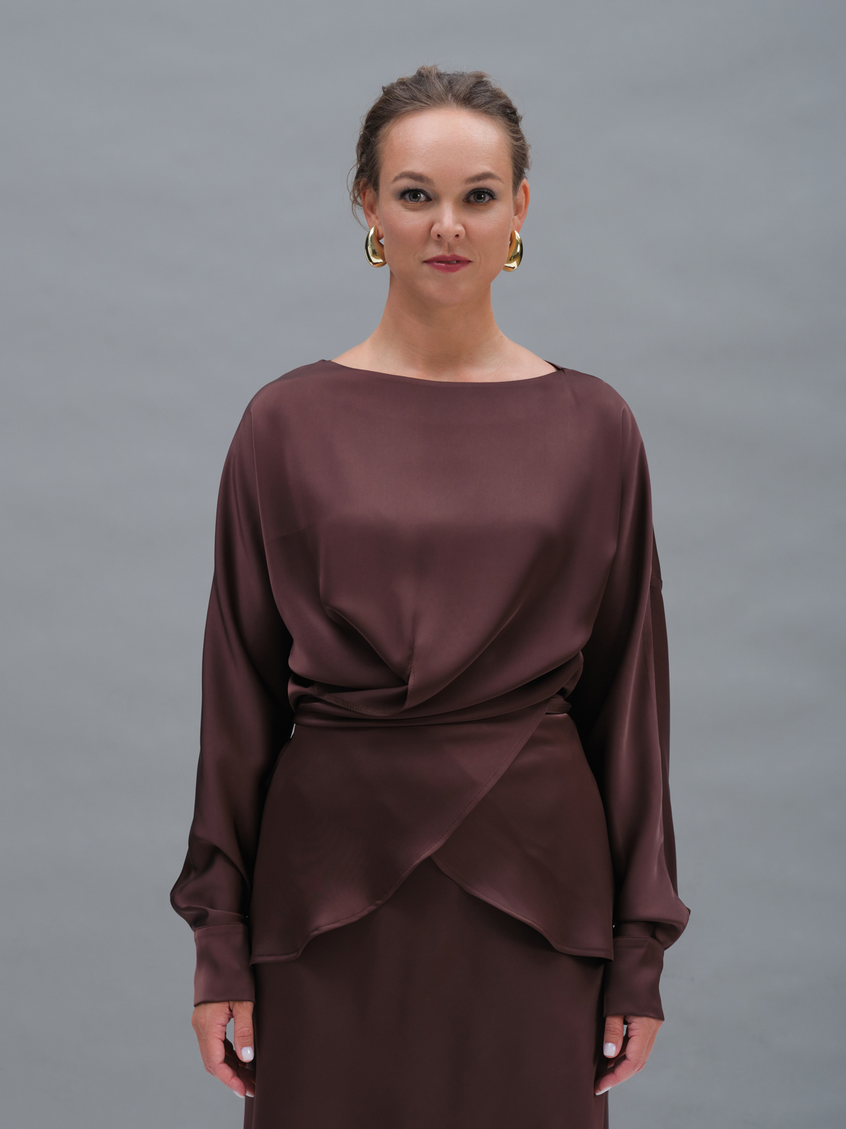 Шоколадная блуза с запахом Gaia