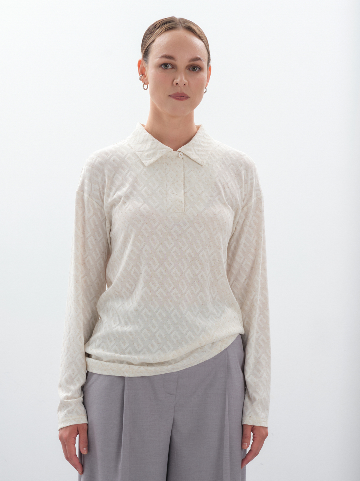 Молочный лонгслив-поло buddy