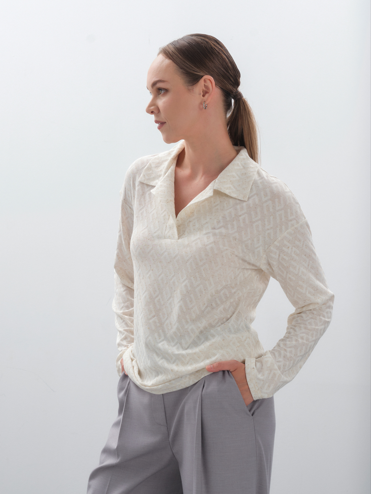 Молочный лонгслив-поло buddy