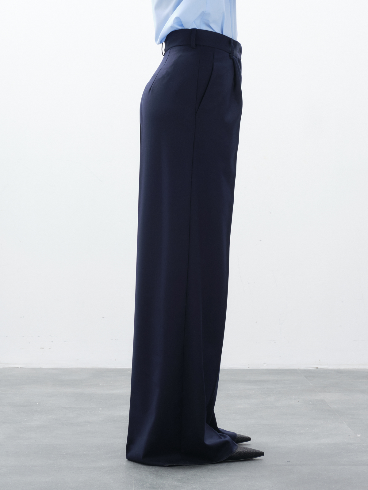 Широкие базовые синие брюки