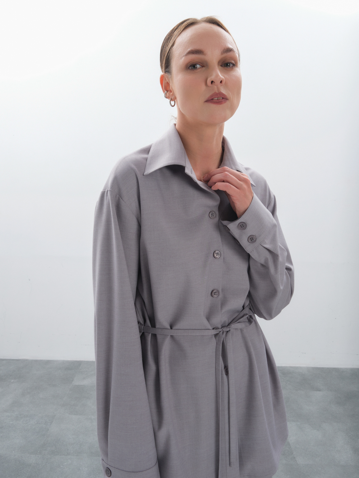 Серая рубашка на кулиске hedonist