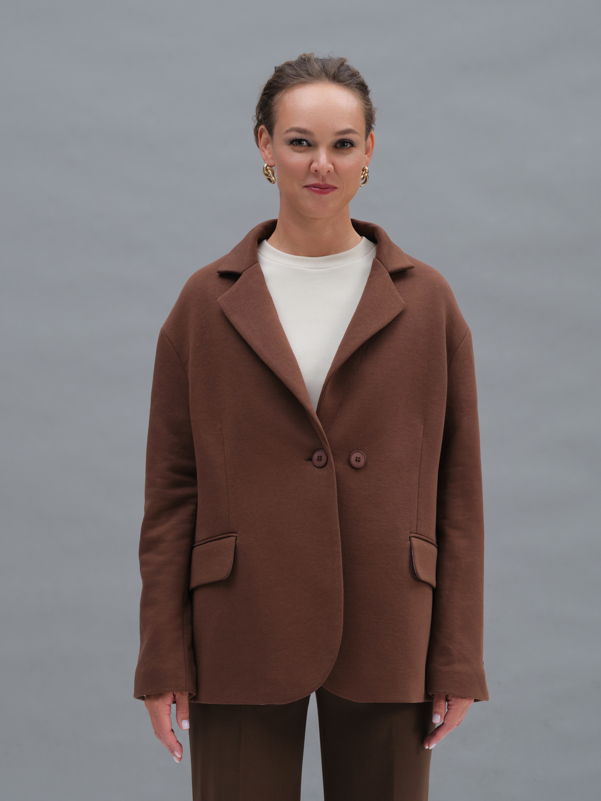 Шоколадный жакет из футера