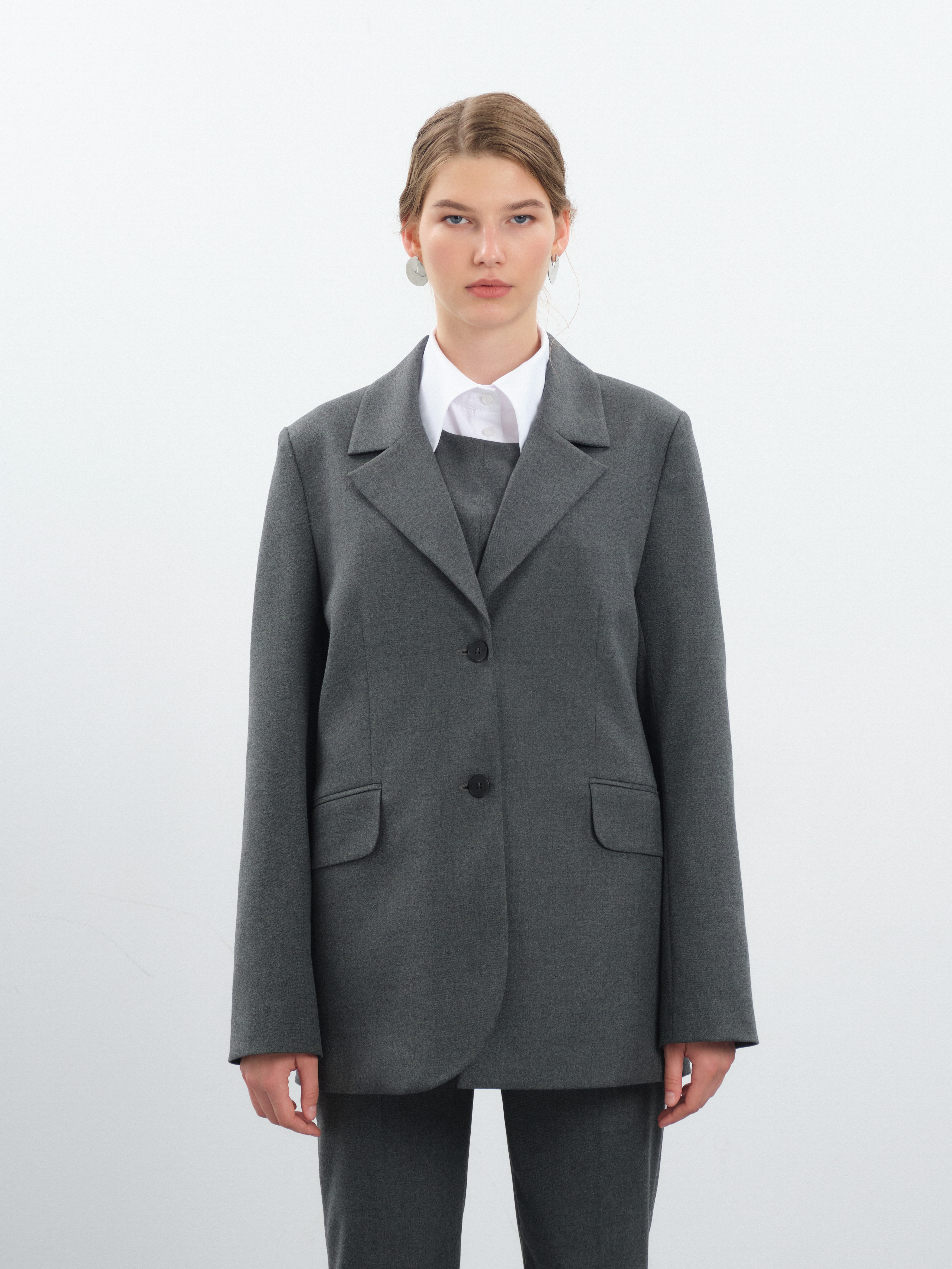 Жакет с асимметричным бортом