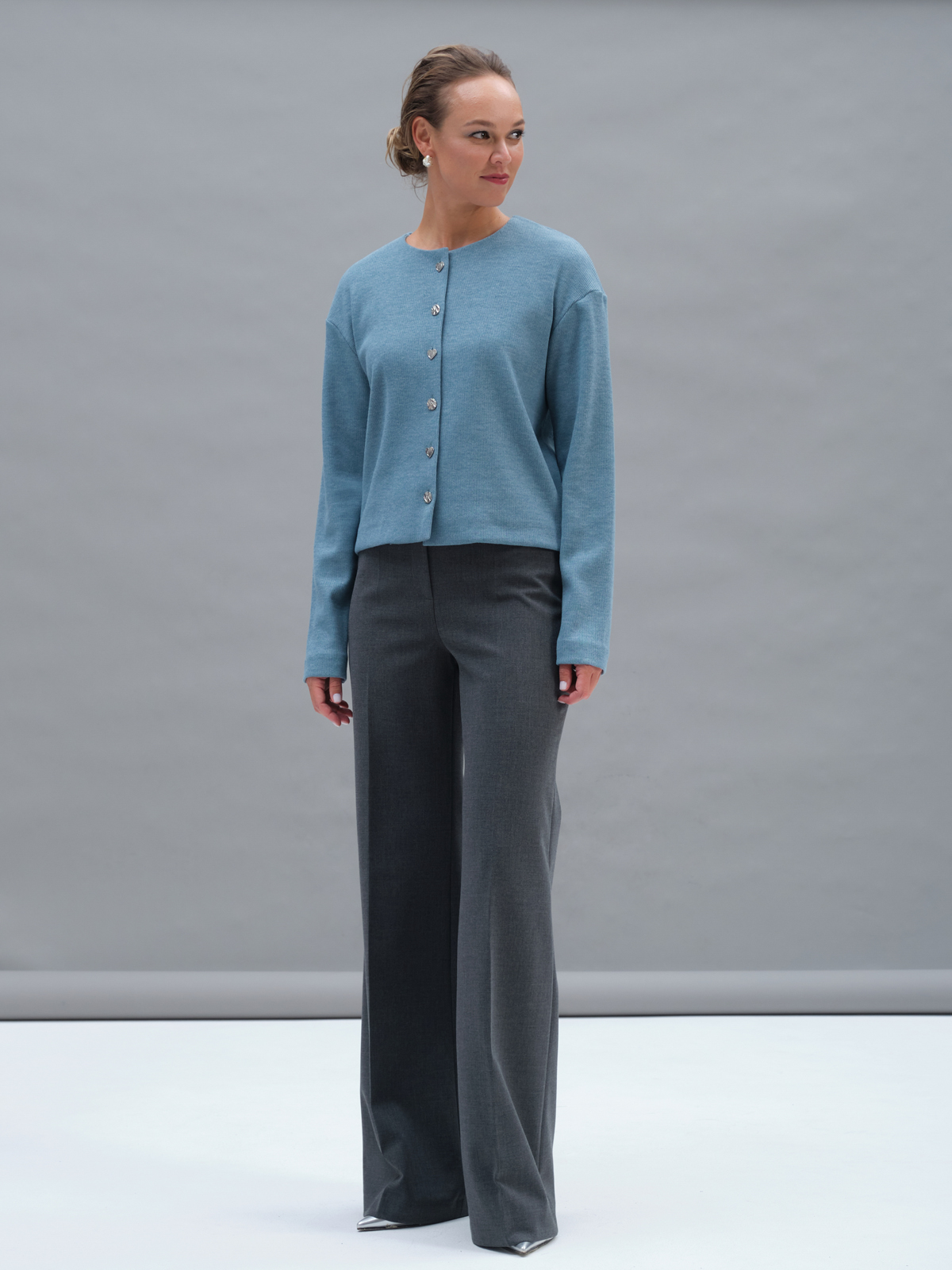 Голубой трикотажный жакет