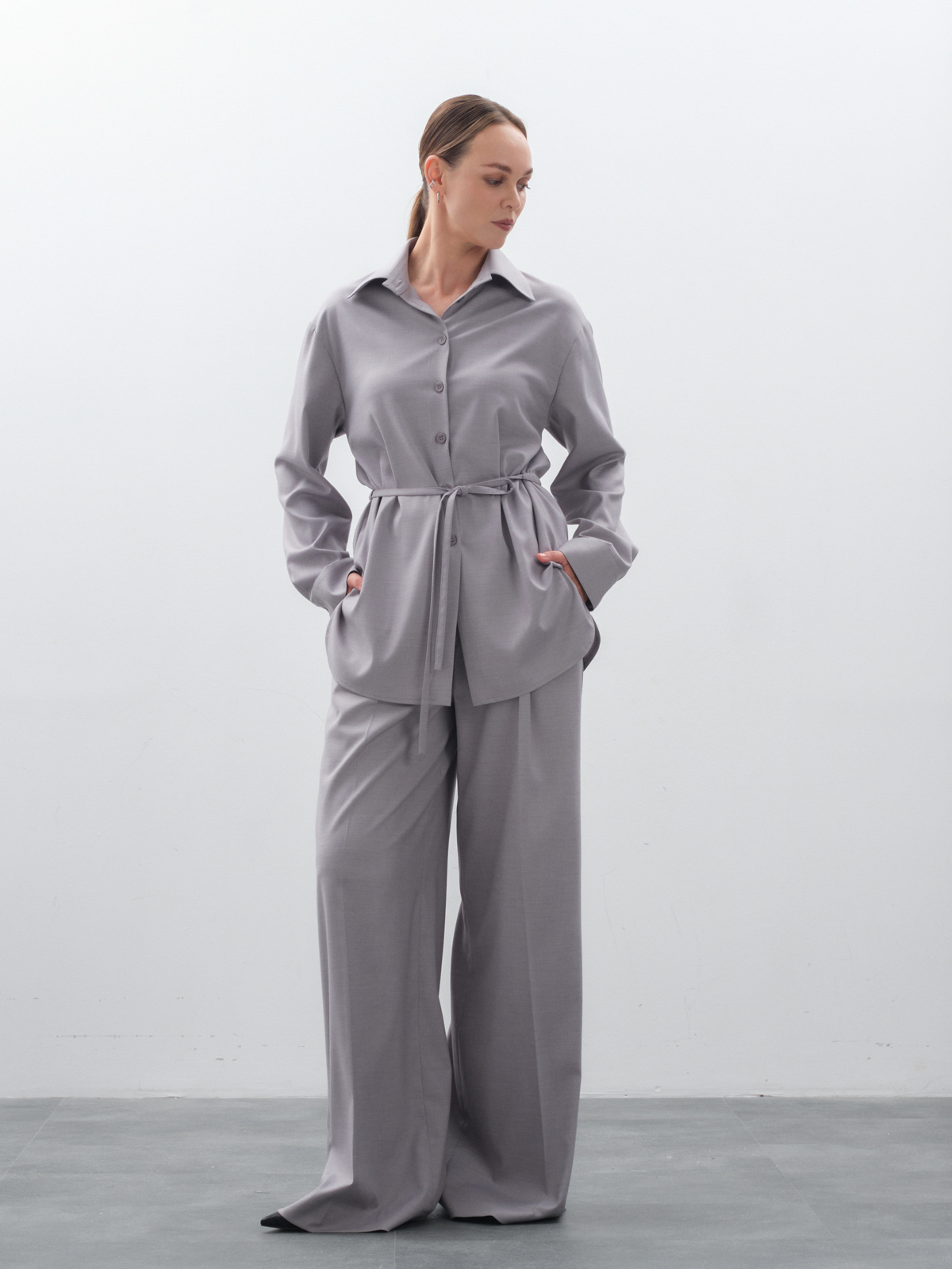 Брюки широкие серые hedonist