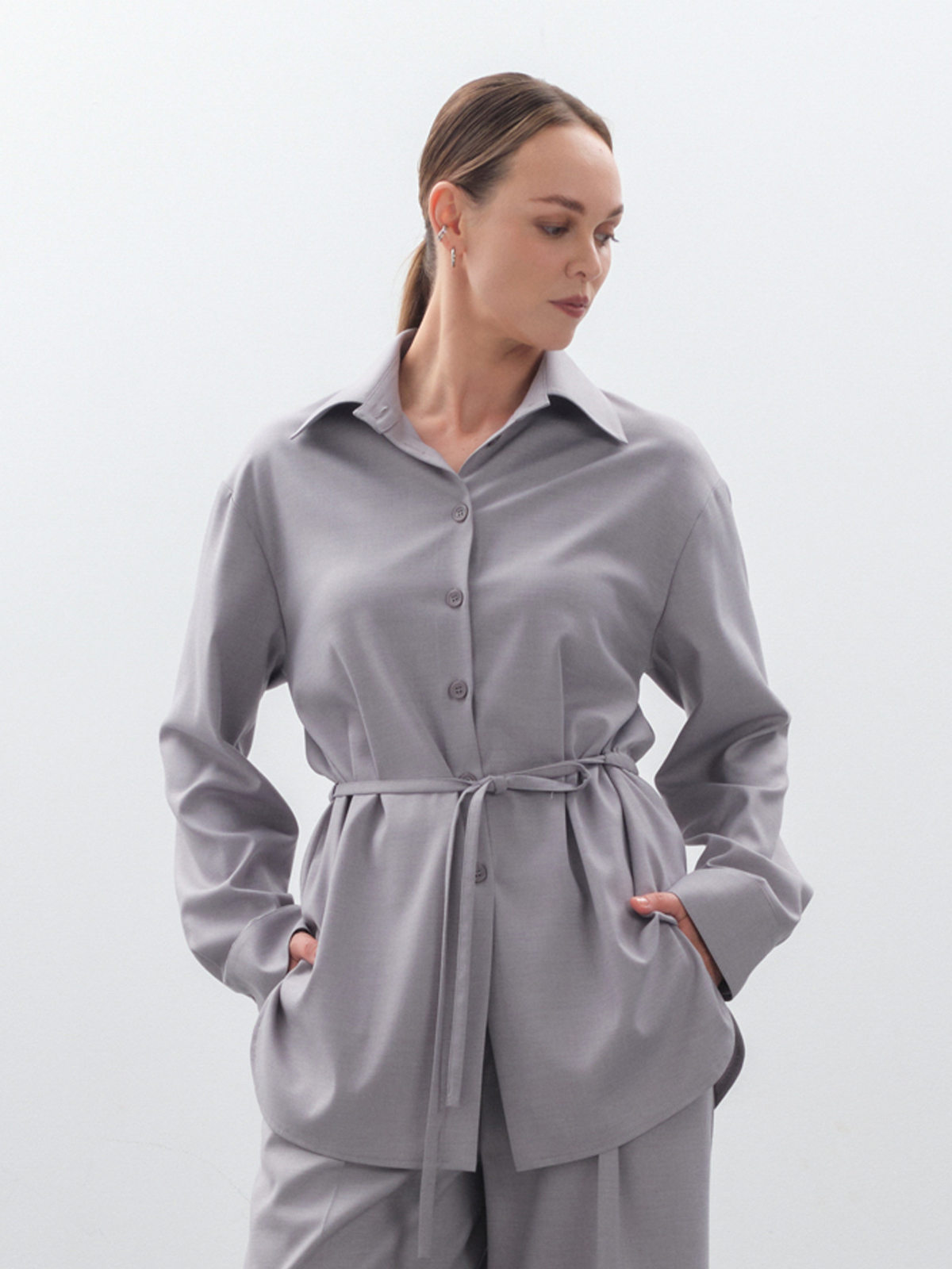 Серая рубашка на кулиске hedonist