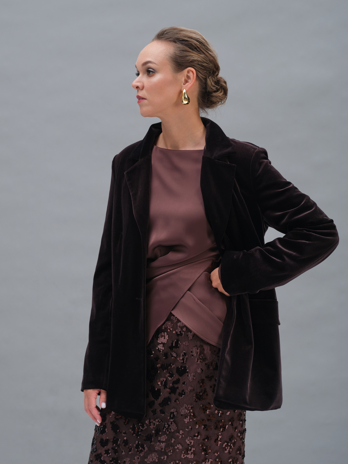 Шоколадная блуза с запахом Gaia