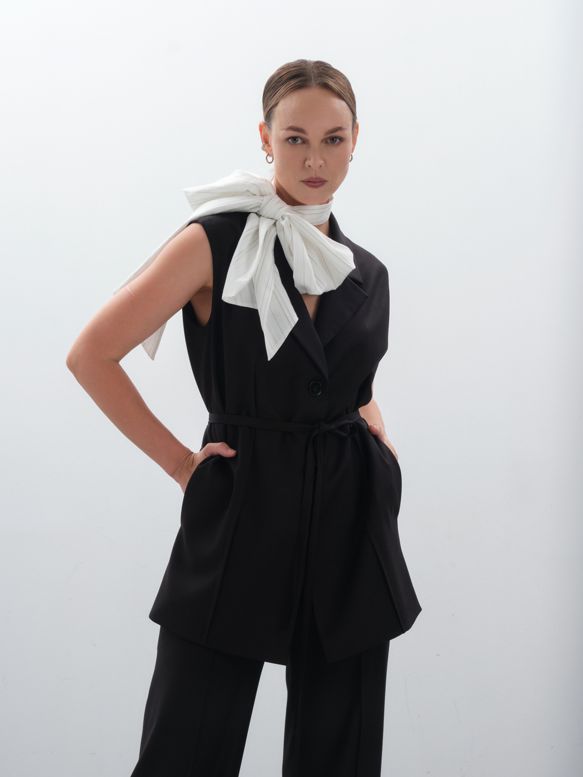 Галстук-бант в полоску white lane