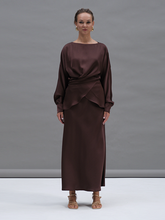 Шоколадная блуза с запахом Gaia