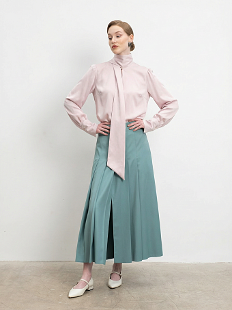 Мятная юбка со складками