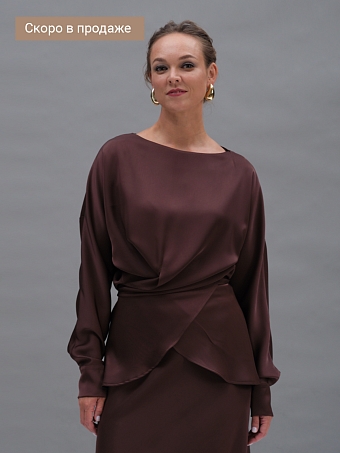 Шоколадная блуза с запахом Gaia