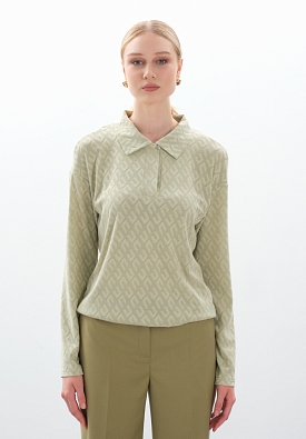 Зеленый лонгслив-поло buddy