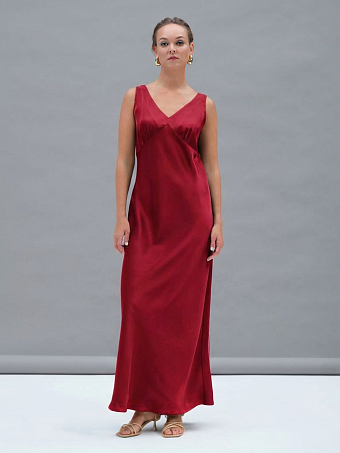 Красное атласное платье Hymen