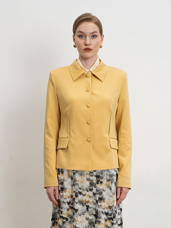 Горчичный укороченный жакет