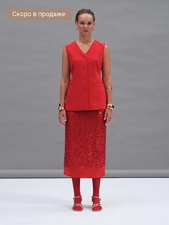 Двойная юбка с красными пайетками Cupid