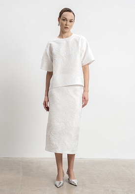 Белая юбка из жатой ткани