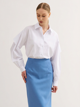 Рубашка оверсайз с отлетным воланом