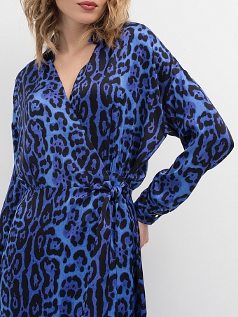 Сапфировое платье с принтом леопард